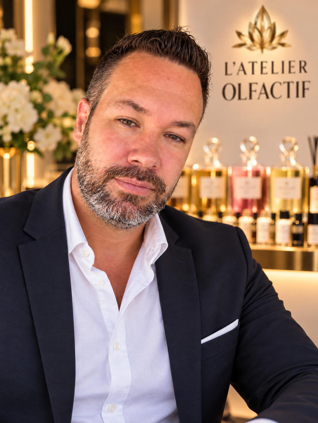 Stéphane Orcet, fondateur de L’Atelier Olfactif, à son atelier